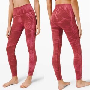 Lululemon Ebb to Street Raspberry Red Seamless High Waist Athletic Leggings